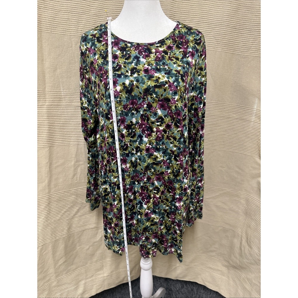 J. Jill Women's L Floral Multicolor Boat Neck Long Sleeve Pullover Blouse